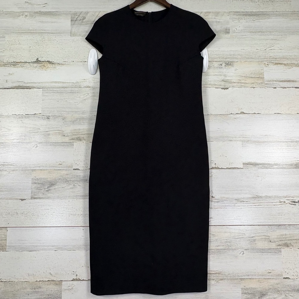 Donna Karan Signature Black‎ Sheath Wool Pencil Dress Made in Italy Size 2